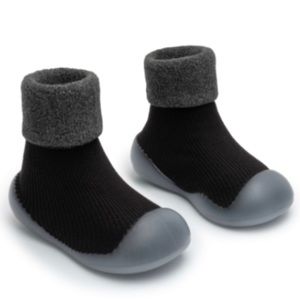 Black 2TinyFeet Non-Slip Baby Sock Shoe 6-12mo